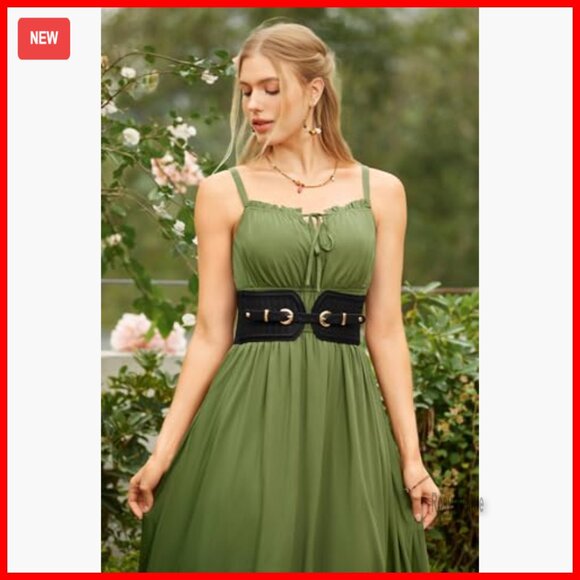 Stretchy Wide Corset Belt with Double Gold Buckle for Dresses main image 6